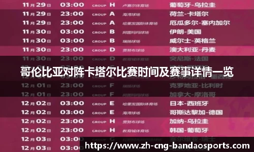 哥伦比亚对阵卡塔尔比赛时间及赛事详情一览